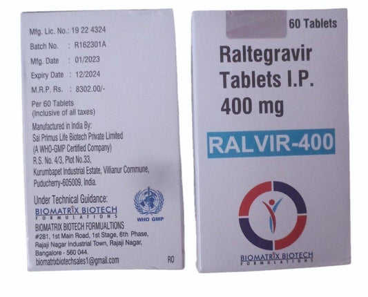Raltegravir 400mg Tablet (Ralvir)